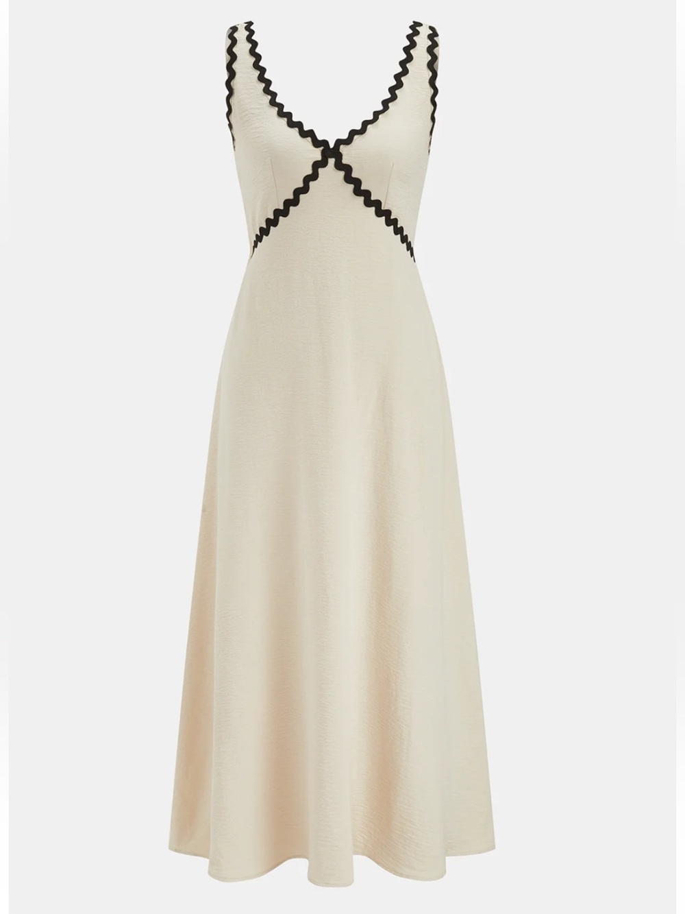Commense Contrast Wavy Trim Sleeveless Maxi Dress Size Small NWT - Picture 2 of 5